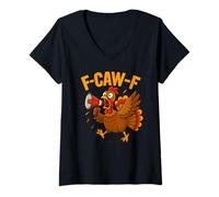 Mujer Turkey F-Caw-F Fcawf Funny Thanksgiving Adult Humor Camiseta Cuello V