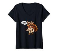 Mujer Turkey Moo Funny Thanksgiving Cow Meme para Hombre y Mujer Camiseta Cuello V
