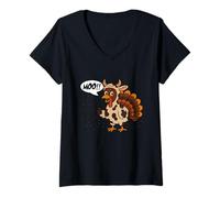 Mujer Turkey Moo Funny Thanksgiving Cow Meme para Hombre y Mujer Camiseta Cuello V