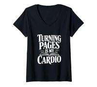 Mujer Turning Pages es mi Amante de los Libros de Cardio Camiseta Cuello V