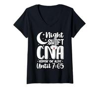 Mujer Turno de Noche CNA Funny Certified Enfermera Asistente de enfermería Camiseta Cuello V