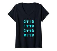 Mujer Turquesa Color Love Good Food/Mood Turquesa Camiseta Cuello V