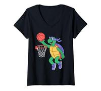 Mujer Turtle Playing Sports Wild Animal Turtles Basketball Camiseta Cuello V