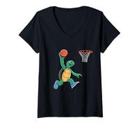 Mujer Turtle Playing Sports Wild Animal Turtles Basketball Camiseta Cuello V