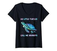 Mujer Turtle Watercolor Sea Ocean My Turtles Call Me Grandpa Camiseta Cuello V