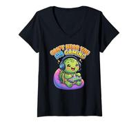 Mujer Turtles Reptiles Gamer, Gaming Can't Hear You I'm Gaming Camiseta Cuello V