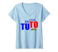 Mujer Tuto para el Presidente Libertad para Bolivia Bandera Boliviana Camiseta Cuello V