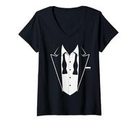 Mujer Tux Cool Party Outfit After Party Tux, Funny Untied Tuxedo, Camiseta Cuello V