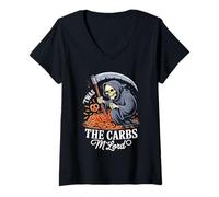 Mujer 'TWAS The Carbs M'Lord Funny Reaper Pretzel Camiseta Cuello V