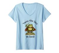 Mujer TWAS The Lies M Lord Frog Knight Frogs Dissent Juego de Palabras de protesta Camiseta Cuello V
