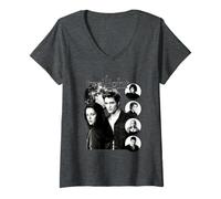 Mujer Twilight Bella Edward Cullen Black White Moon Collage Camiseta Cuello V