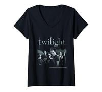 Mujer Twilight Black and White Moody Cast Photo Vampire Movie Camiseta Cuello V