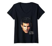 Mujer Twilight Jacob Oversized Portrait Werewolf Movie Camiseta Cuello V