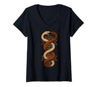 Mujer Twin Snake Sri Yantra Sagrada Geometría Símbolo Arte Camiseta Cuello V