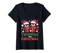 Mujer Twinning This Christmas - Vacaciones Familiares a Juego Camiseta Cuello V
