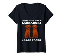 Mujer Two Fox Red Labradors Funny Dog Labrador Camiseta Cuello V