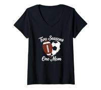 Mujer Two Seasons One Mom Deportes Madre Fan Apoyo Camiseta Cuello V