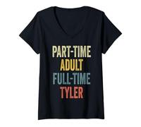 Mujer TYLER Personalized Retro Girls Part-Time TYLER Name Camiseta Cuello V