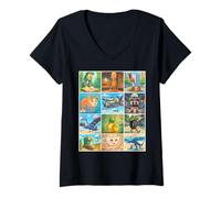 Mujer Types of Italian Brainrot Meme Character Hand Drawn for Kids Camiseta Cuello V