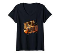 Mujer Ukelele Músico Agudos Maker Camiseta Cuello V