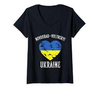 Mujer Ukraine Flag Heart Novohrad-Volynskyi City Camiseta Cuello V