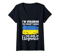 Mujer Ukraine Flag Proud Elegant Ukrainian Boyfriend Girlfriend Camiseta Cuello V
