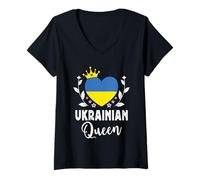 Mujer Ukrainian Queen Ukraine Flag Proud Ukrainian Woman Camiseta Cuello V