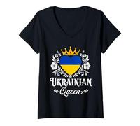 Mujer Ukrainian Queen Ukraine Flag Proud Ukrainian Woman Camiseta Cuello V