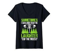Mujer Ultimate Frisbee A veces puedo escuchar la risa de los árboles Camiseta Cuello V