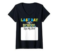 Mujer Último día de Clases Firma mi Camiseta Cuello V
