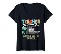 Mujer Último día de escuela Profesor Freedom Tour Break Summer Camiseta Cuello V