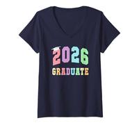 Mujer Último Primer día Clase de 2026 Graduado 12 años después Mamá Papá Camiseta Cuello V