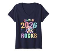 Mujer Último Primer día Clase de 2026 Rocks Seniors We Run The School Camiseta Cuello V