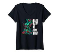 Mujer Ultramarathon Running Pain Cave Is Home Now Camiseta Cuello V