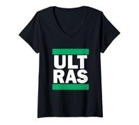 Mujer Ultras Glasgow Hooligans Retro Bhoys 1888 en Verde y Blanco Camiseta Cuello V