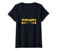 Mujer Umbraphile Eclipse Solar Fases Path of Totality Tops & Tees Camiseta Cuello V