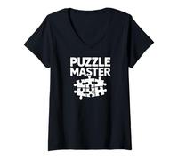 Mujer Un acertijo para entusiastas de Puzzle Master Camiseta Cuello V