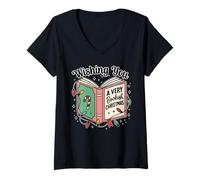 Mujer Un Amante de los Libros te Desea una Camiseta navideña parecida a los Libros Camiseta Cuello V