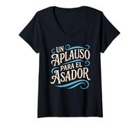 Mujer Un Aplauso para El Asador Retro Argentina Divertido Argentino Camiseta Cuello V