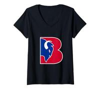 Mujer Un Bisonte búfalo Americano Dentro de una Letra B en Negrita Camiseta Cuello V