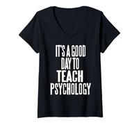 Mujer Un Buen Día para Enseñar Psicología Maestro Cerebro Camiseta Cuello V