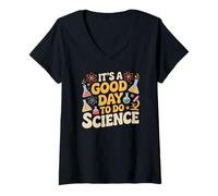 Mujer Un Buen día para Hacer Ciencias Profesor Amante Escuela Estudiante Camiseta Cuello V