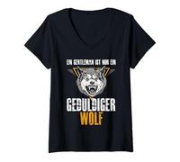 Mujer Un Caballero es Solo un Lobo Paciente. Camiseta Cuello V