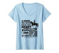 Mujer Un Caballo Nunca romperá tu corazón Jinete de Caballos Divertido Camiseta Cuello V