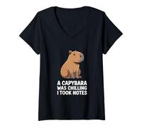 Mujer Un Capibara era escalofriante. Gráfico Divertido para niños con «I Took Notes» Camiseta Cuello V
