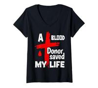 Mujer Un Donante de Sangre me salvó la Vida Plaquetas Donación de Sangre Jesús Camiseta Cuello V