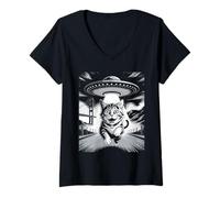 Mujer Un Gato de San Francisco, OVNI, Puente Golden Gate, Alien Camiseta Cuello V