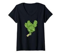 Mujer Un Manojo de Espinacas Frescas Camiseta Cuello V