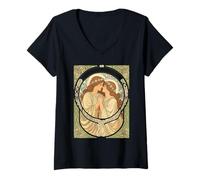 Mujer Un Momento íntimo Tranquilo Diseño Art Nouveau Camiseta Cuello V