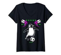Mujer UN PINGUINO DE FÚTBOL - ANIMALES DE FÚTBOL DIVERTI Camiseta Cuello V